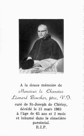 Chanoine Léonard Boucher : carte mortuaire.