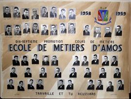 École des Arts et Métiers : mosaïque « Cours de métiers Dix-septième Promotion 1958-1959 ».